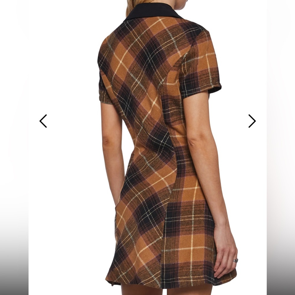 BNWT ALL HAIL ME PLAID MINI DRESS - BROWN size M - Picture 9 of 10